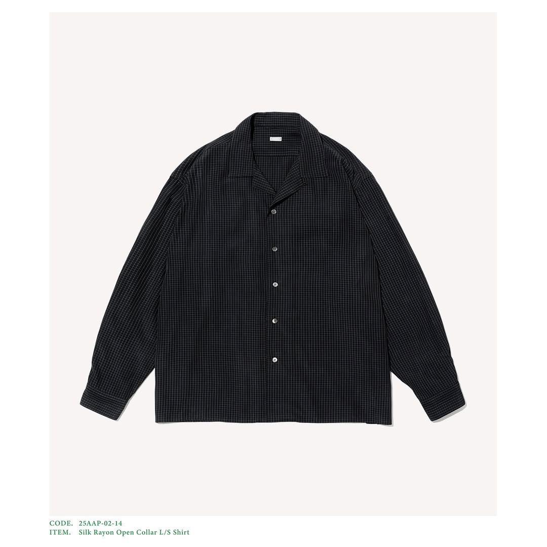 A.PRESSE 25AW Silk Rayon Open Collar L/S Shirt
